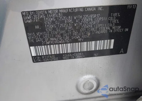 2013 Toyota Rav4 Xle from USA, damaged, VIN 2T3WFREV6DW067821